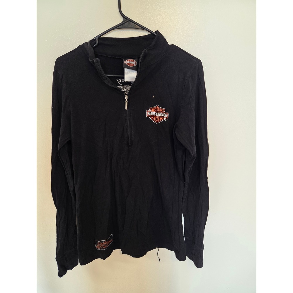 Harley-Davidson Mens XL Black Quarter Zip Pullover Lucky Fort Wayne Indiana